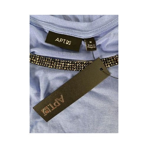 NEW Apt.9 Women’s Blue Rhinestone Trim Sleeveless Tank Top - M image 3