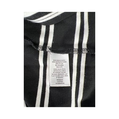 Halogen Women’s Black/White Striped Long Sleeve Cropped T-Shirt - S image 4