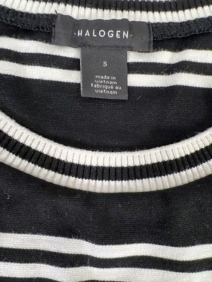 Halogen Women’s Black/White Striped Long Sleeve Cropped T-Shirt - S image 3