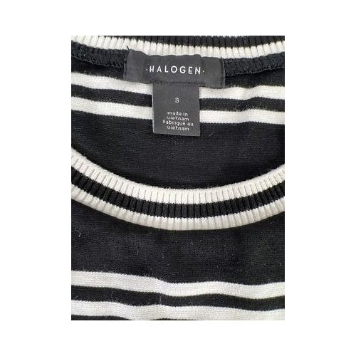 Halogen Women’s Black/White Striped Long Sleeve Cropped T-Shirt - S image 3