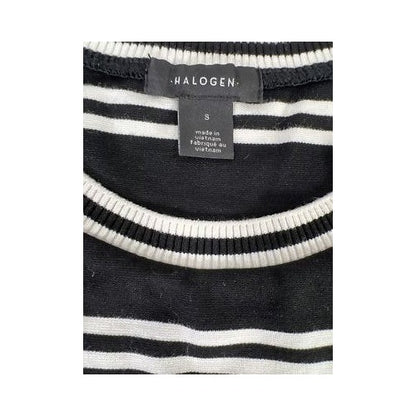 Halogen Women’s Black/White Striped Long Sleeve Cropped T-Shirt - S image 3