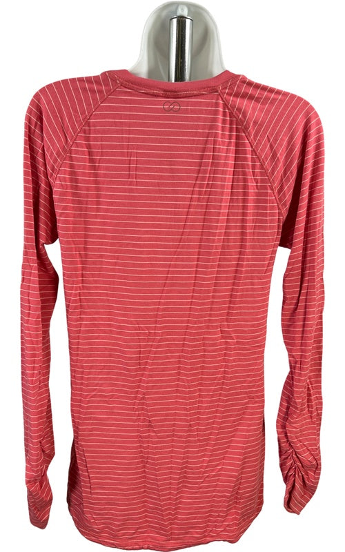 Calia Women’s Pink Striped High-Low Long Sleeve T-Shirt - L image 3
