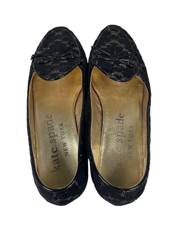 Kate Spade Women's Black/Gold Metallic Floral Slip On Devi Loafer Flats - 7.5 image 4