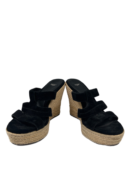 UGG Women's Black Tawnie Suede Espadrille Wedge Platform Sandals - 7 image 6