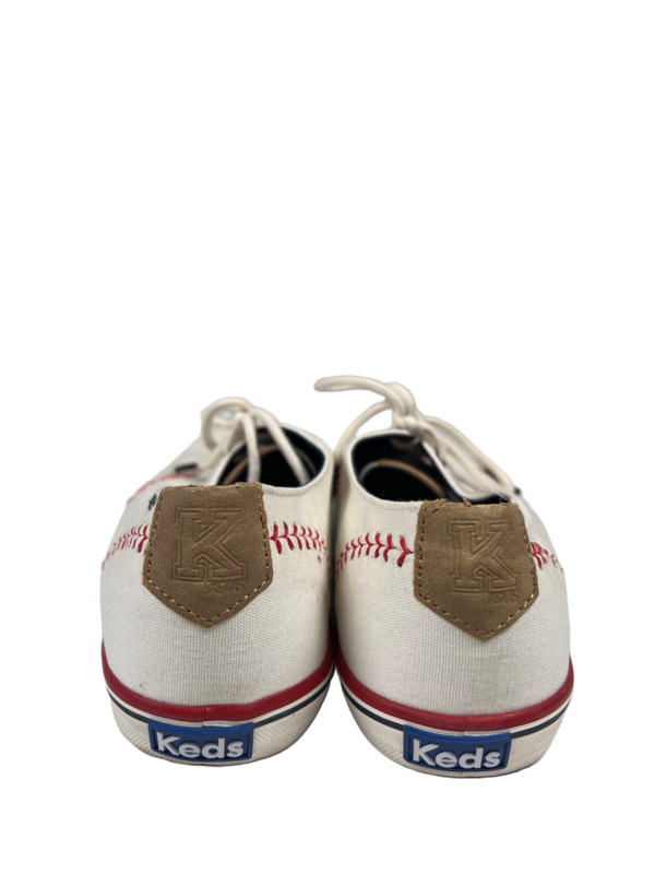 Keds Women's White/Red Ortholite Champion Pennant Baseball Stitch Sneakers - 9 image 4