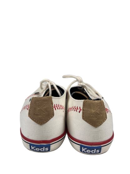 Keds Women's White/Red Ortholite Champion Pennant Baseball Stitch Sneakers - 9 image 4