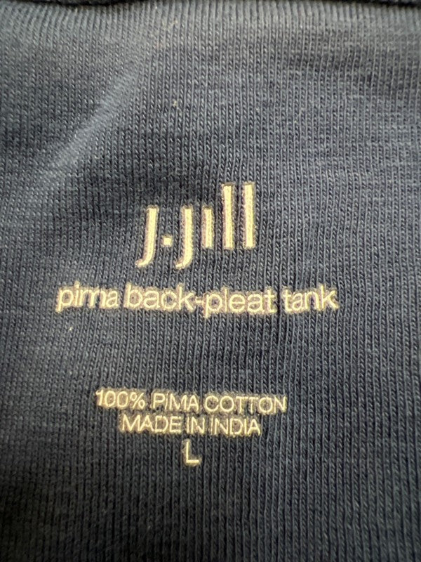 J Jill Women's Navy Blue Sleeveless Pleated Back Tank Top - L image 3