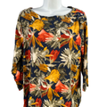 Chico's Women's Multicolor Floral 3/4 Sleeve Tee Shirt - 3/US XL