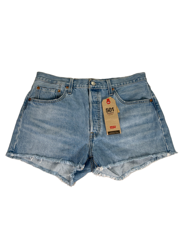 Levi's Women's Light Wash 501 Button Fly Distressed High Rise Denim Shorts - 32