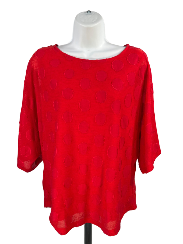 Chico's Women's Red Textured 1/2 Sleeve Lined Blouse - 1/M