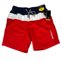 Speedo Men's Red/White/Blue Mesh Lined UPF Swim Trunks - S
