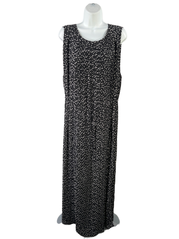 Banana Republic Women's Black/White Polka Dot Pleated Lined Maxi Dress - XL