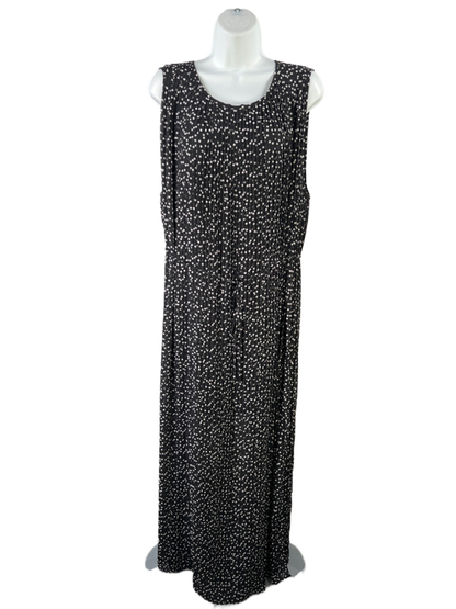 Banana Republic Women's Black/White Polka Dot Pleated Lined Maxi Dress - XL