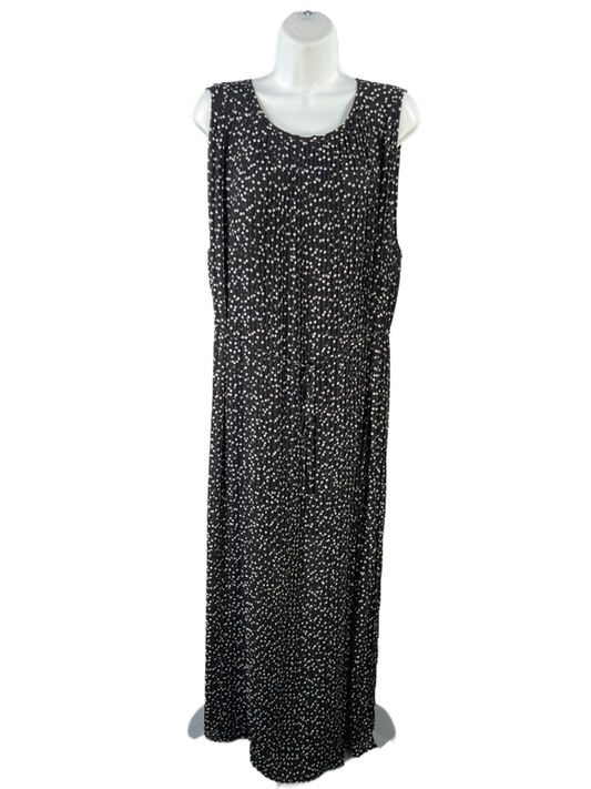Banana Republic Women's Black/White Polka Dot Pleated Lined Maxi Dress - XL