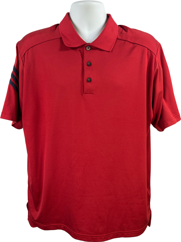 adidas Men’s Red Short Sleeve Climacool Athletic Golf Polo Shirt - L