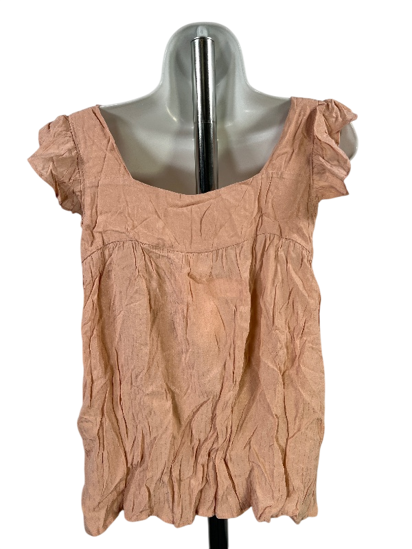 Pleione Women's Blush Pink Sleeveless Pleated Blouse - S image 2
