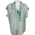Jachs Girlfriend Women's Green/Blue Striped Sleeveless Button Up Shirt - XL