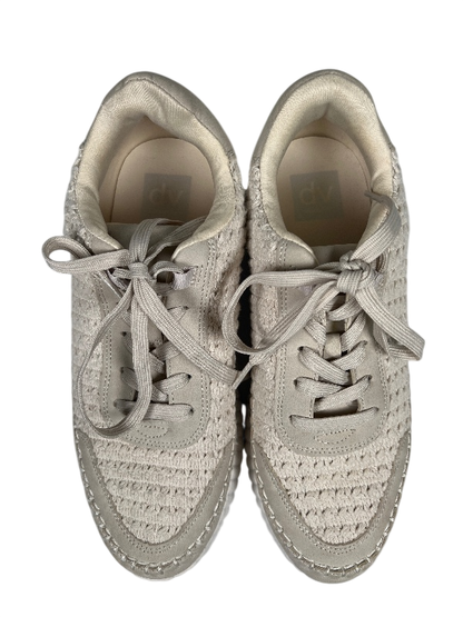 Dolce Vita Women's Taupe/Beige Crochet Knit Fredi Lace Up Sneakers - 9 image 3