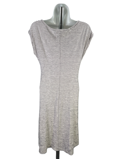 Max Studio Women's White/Black Striped Cap Sleeve Textrued Hi-Low Dress - M image 2