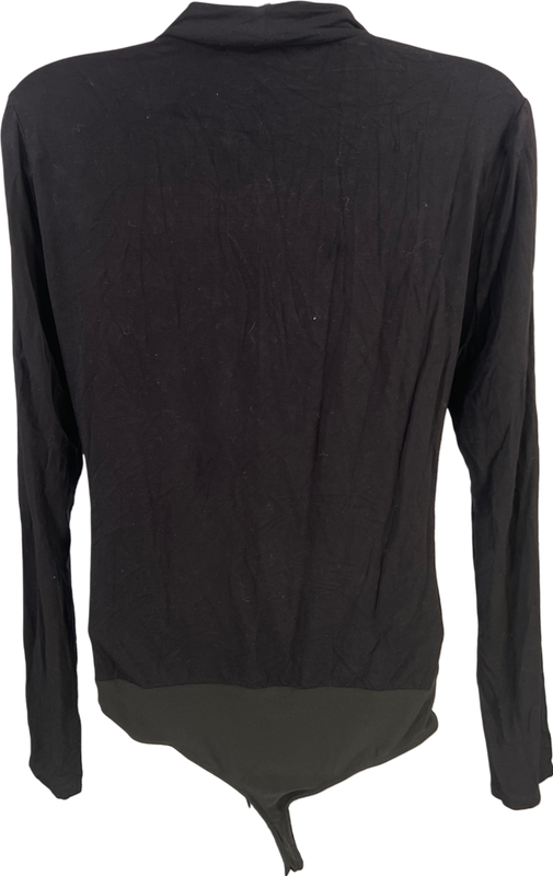 White House Black Market Women’s Black Keyhole Long Sleeve Bodysuit - M