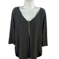 Green Envelope Women's Black 3/4 Sleeve 1/2 Zip Shirt - L