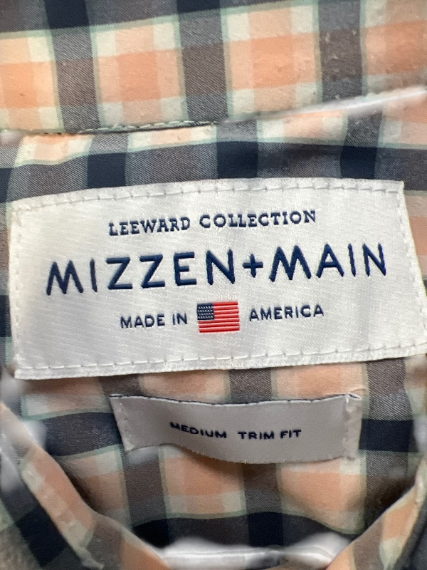 Mizzen + Main Men's Pink/Blue Checkered Trim Fit Button Up Shirt - M image 3