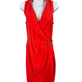 Cache Women's Orange/Red Sleeveless Chain Accent Sheath Dress - L