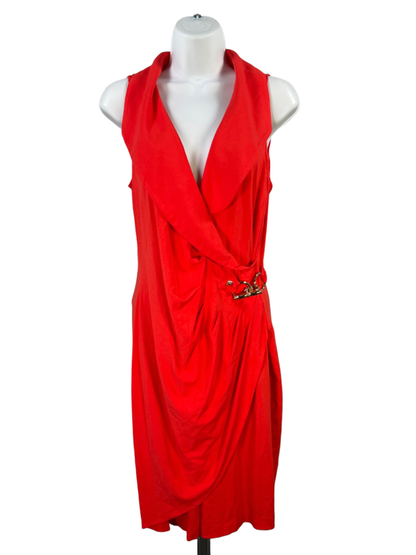 Cache Women's Orange/Red Sleeveless Chain Accent Sheath Dress - L