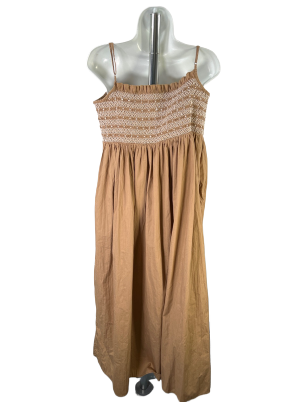 J.Crew Women's Brown Catania Crinkled Smocked Chest Midi Dress - L image 2
