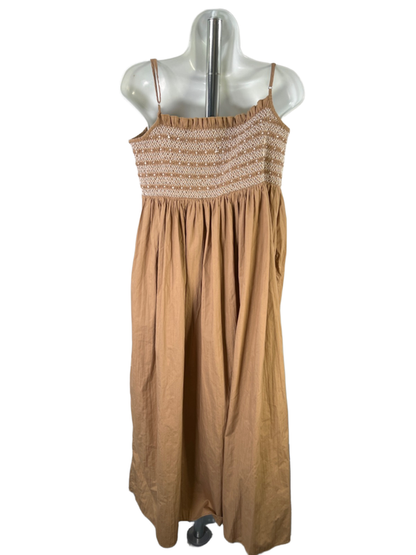 J.Crew Women's Brown Catania Crinkled Smocked Chest Midi Dress - L image 2