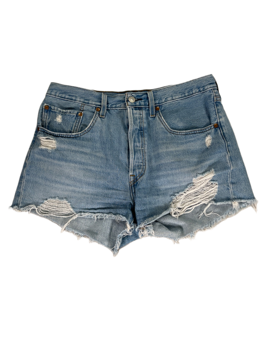 Levi's Women's Light Wash 501 Distressed Denim Jean Shorts - 30
