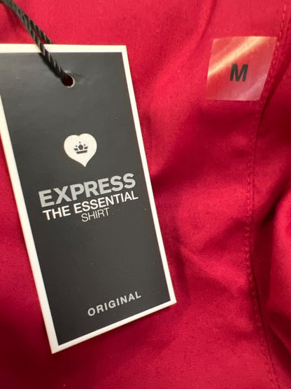 Express Women's Red Original Essential V Neck Long Sleeve Button Up Blouse - M image 4