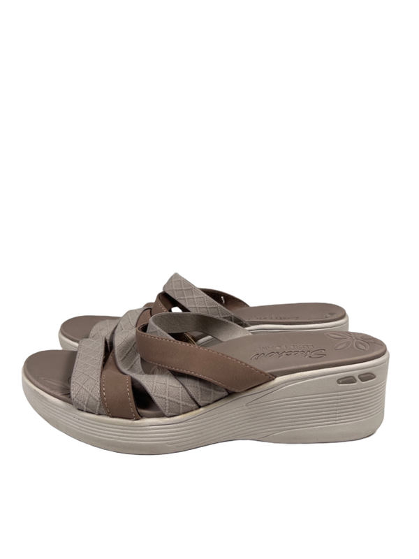Skechers Women's Gray/Taupe Luxefoam Strappy Slide On Platform Sandals - 8 image 5