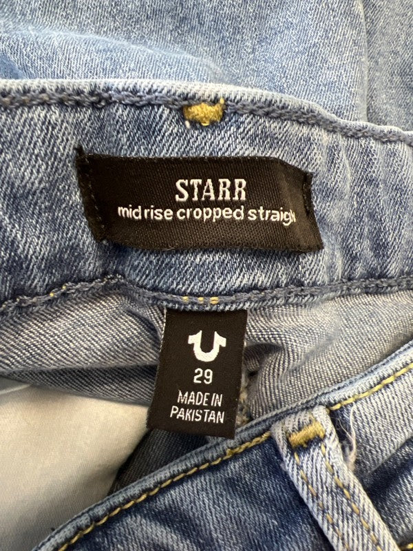 True Religion Women's Light Wash Starr Bite Out Cropped Distressed Jeans - 29 image 3