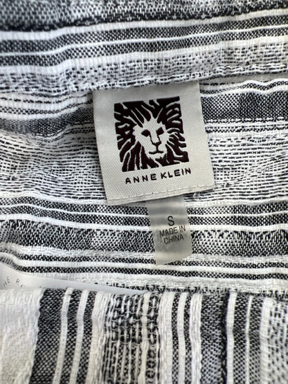 Anne Klein Women's Gray/White 3/4 Tie Sleeve Textured Blouse - S image 3