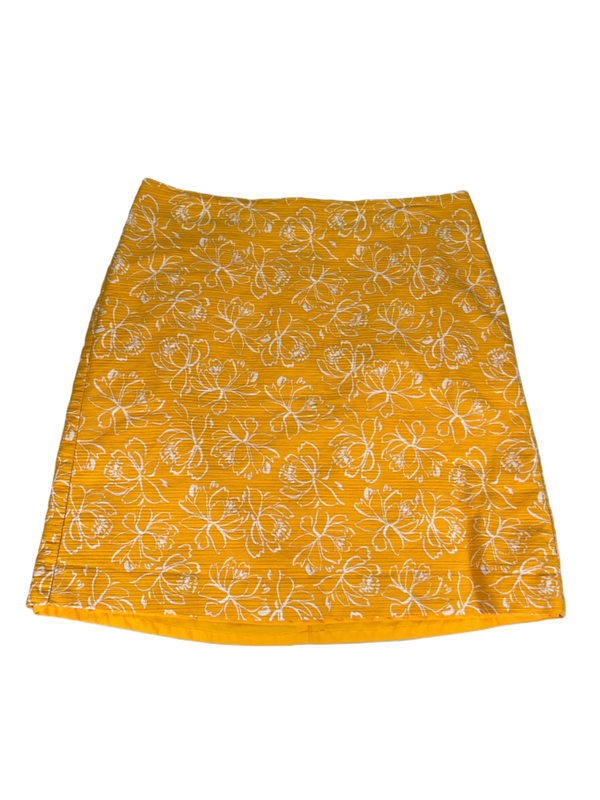 Ann Taylor Women's Yellow/Gold Floral Straight Skirt - 8