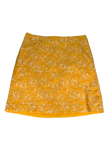 Ann Taylor Women's Yellow/Gold Floral Straight Skirt - 8