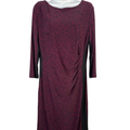 Anne Klein Women's Black/Purple Elbow Sleeve Midi Dress - 10