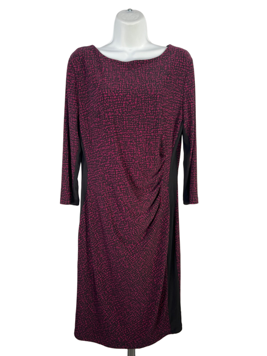 Anne Klein Women's Black/Purple Elbow Sleeve Midi Dress - 10
