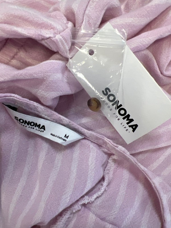 Sonoma Women's Pink/White Striped Linen Blend Tiered Sleeveless Maxi Dress - M image 3