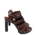 DKNY Women's Brown Leather Bria Cage Studded Slingback Heel Sandals - 6.5