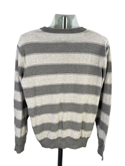 Sonoma Men's Gray Striped Long Sleeve Crewneck Sweater - XL image 2