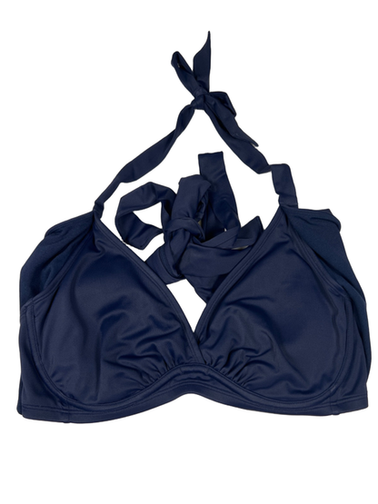 Athleta Women's Navy Blue Halter Neck Tie Back Underwire Bikini Top - 34D/DD