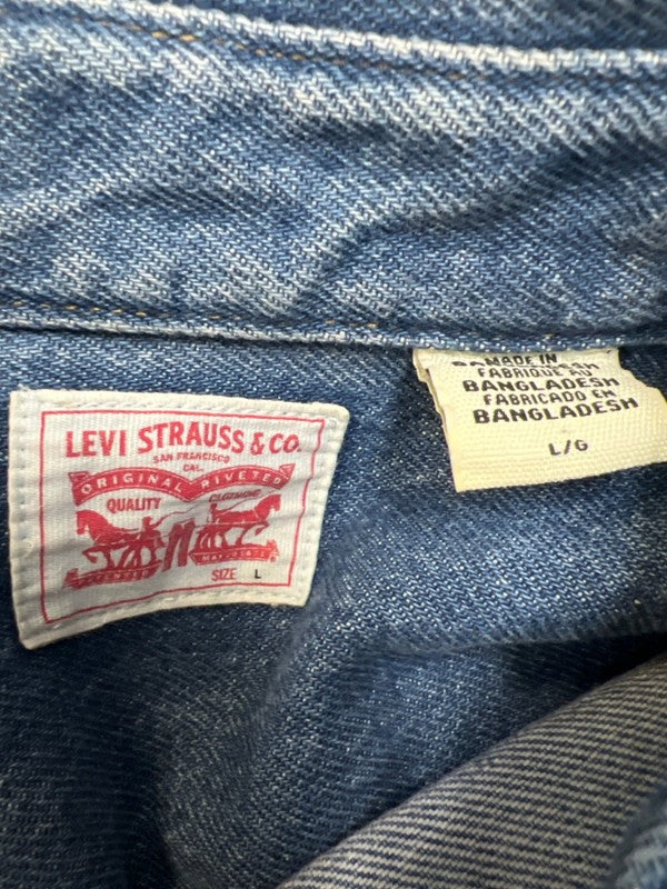 Levi's Women's medium Wash Dylan Oversized Western Snap Button Denim Jacket - L image 3