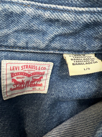 Levi's Women's medium Wash Dylan Oversized Western Snap Button Denim Jacket - L image 3