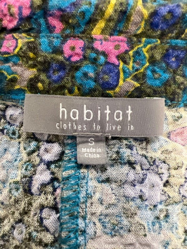 Habitat Women's Blue/Green Long Sleeve Button Up Shirt Dress - S image 3