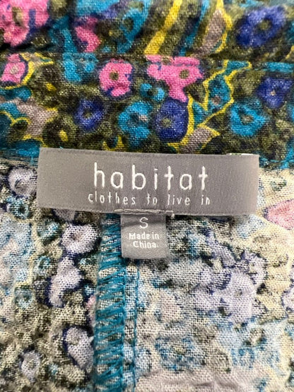 Habitat Women's Blue/Green Long Sleeve Button Up Shirt Dress - S image 3