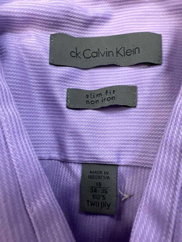 Calvin Klein Men's Purple Slim Fit Non Iron Long Sleeve Button Up Shirt - 16 image 3