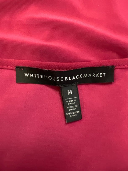 White House Black Market Women's Red/Purple V-Neck Pleated Front Blouse - M image 3