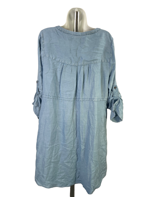 Torrid Women's Blue Quarter Zip Tie Waist Roll Sleeve Midi Dress - 00 Plus image 2